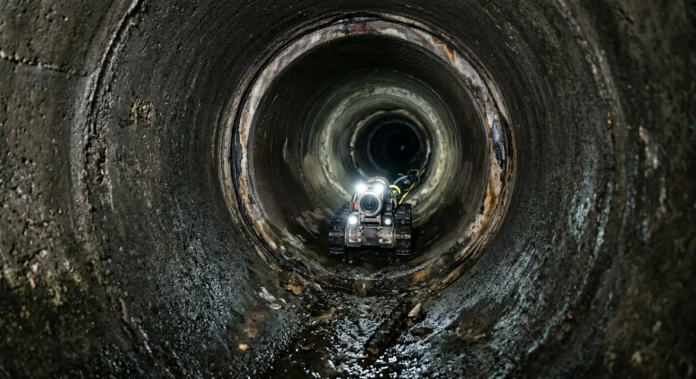 Robotic sewer camera inspecting pipe interior for Drain Snake Service in Citrus Heights